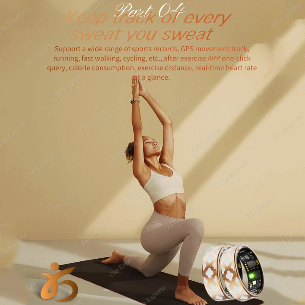 2025 New Women Gold Smart Ring Health HRV Monitor Heart Rate Sleep Monitor 10ATM Deep Waterproof Remote control Smart Ring Gifts