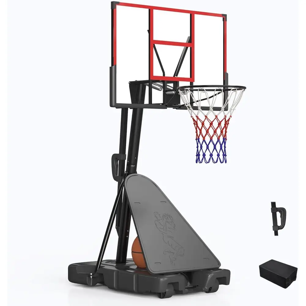 

Adjustable 8-Level Basketball Goal with 45 Shatterproof Backboard, Suitable for Indoor and Outdoor Use, Comes with Accessories a