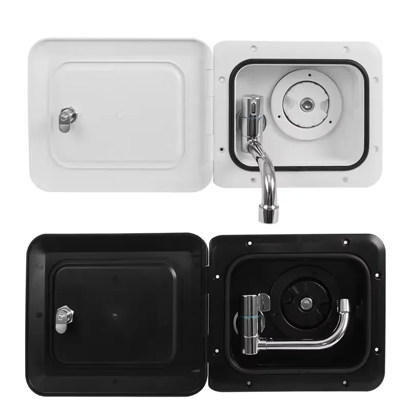 RV Caravan Fresh Water Inlet Lockable Gravity Fill Port Hatch with Folding Label for Motorhome Camping Trailer Accessories