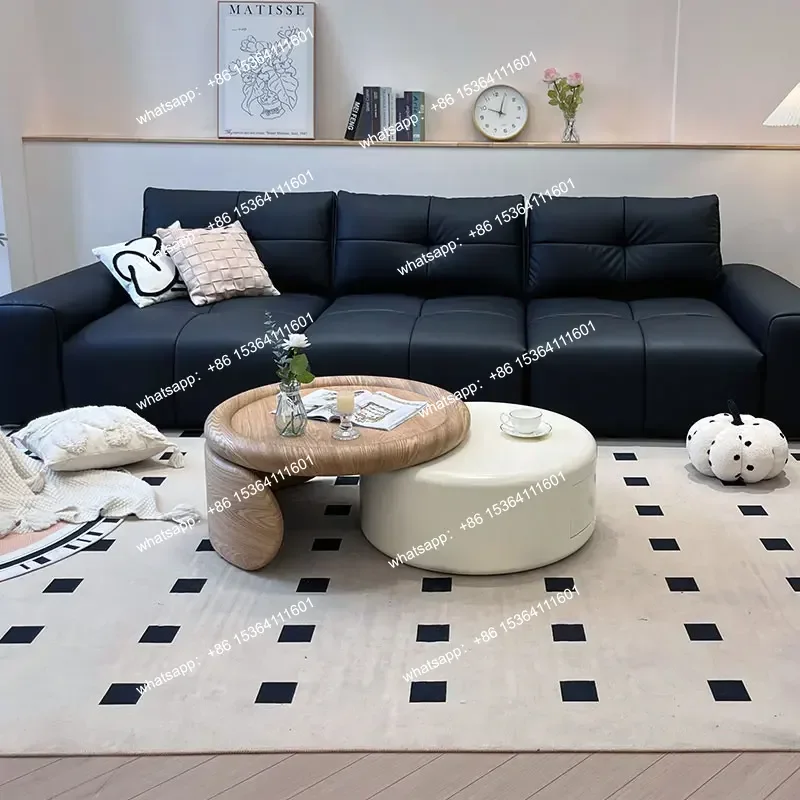 

yj5 New Japanese medieval cream style coffee table combination Ash log color designer storage household