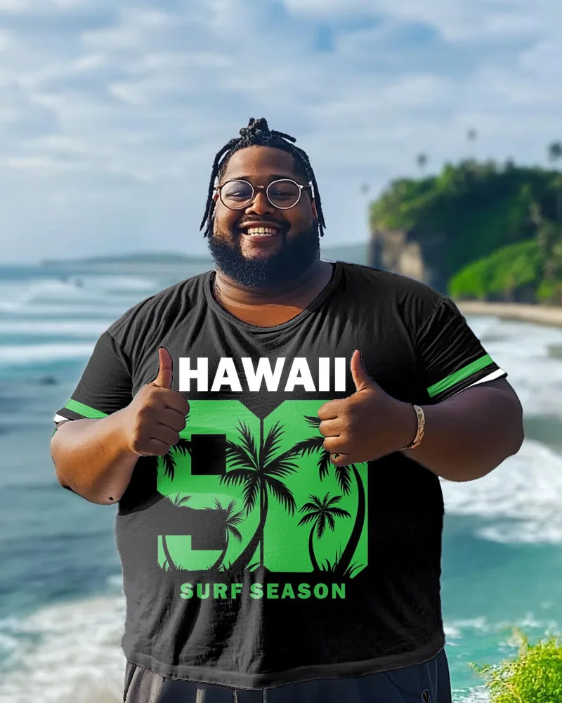 S-9XL Übergröße Herren Sommer Surf Abstrakt Bedrucktes T-Shirt Große Größen Lässige Streetwear Kurzarm-Oberteile