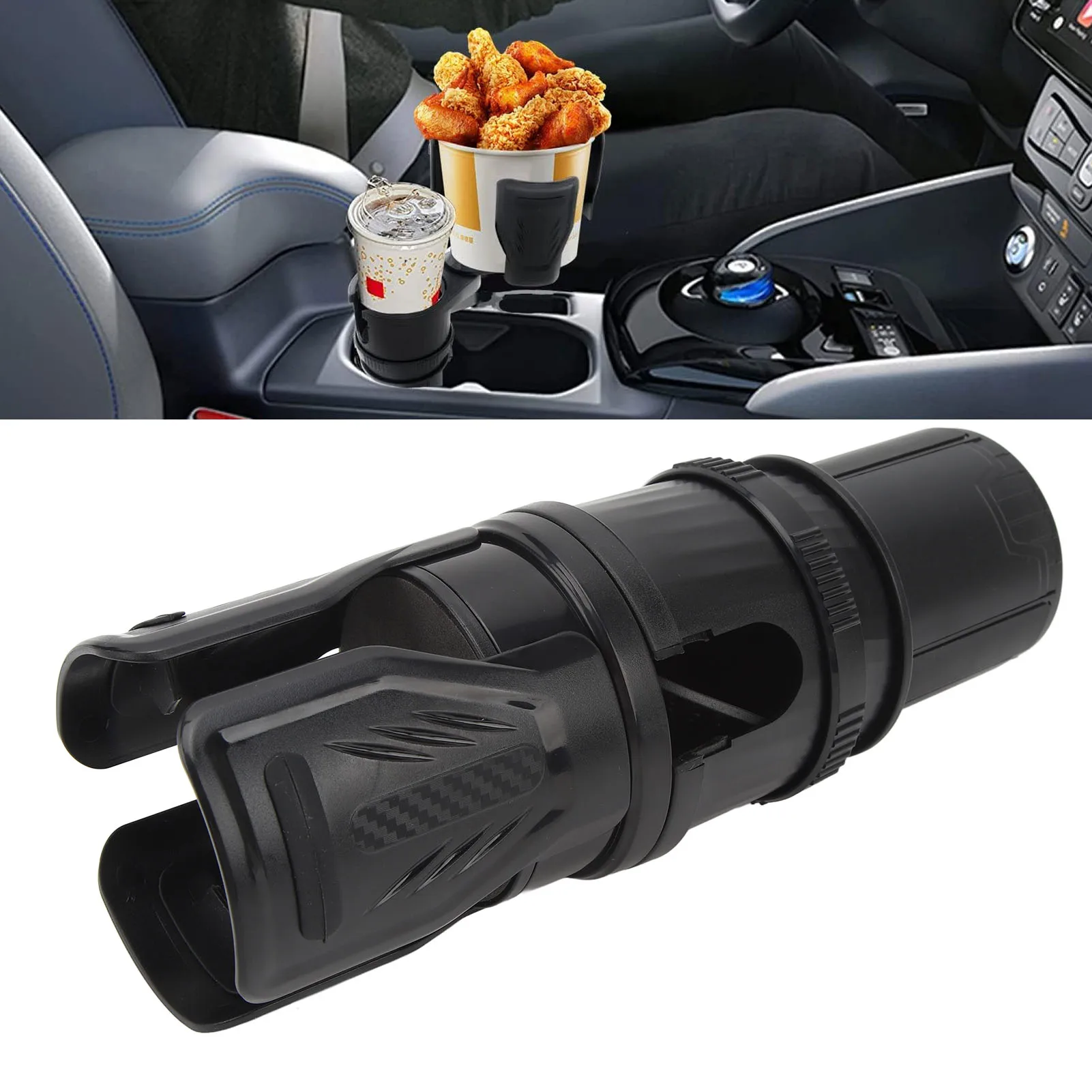 

Car Cup Holder Expander 2 in 1 360° Rotatable Multifunctional Dual Automotive Bottles Holder Expander with Compass for Most Cars