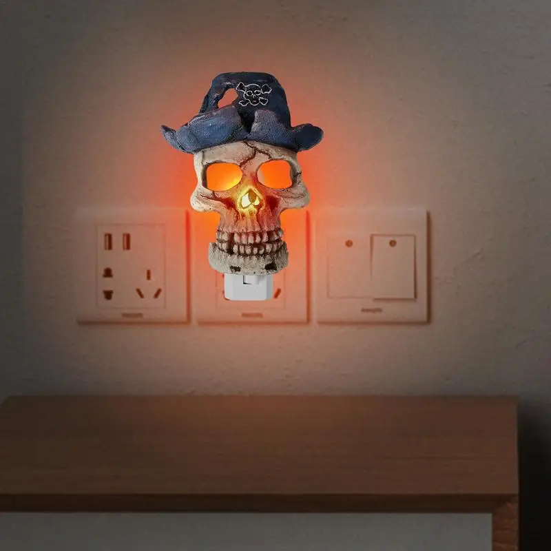 Halloween 3D LED Skeleton Lamp Plug Into Wall Decorative Light Skull Night Light Horror Lamp Gothic Skull Night Lamp