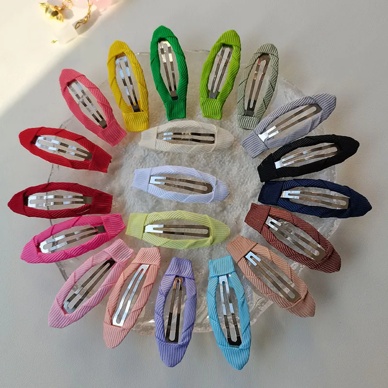 20PCS/Lot Ribbon Covered Snap Clips For Spring Summer Baby Hairpins DIY Accessories 5CM