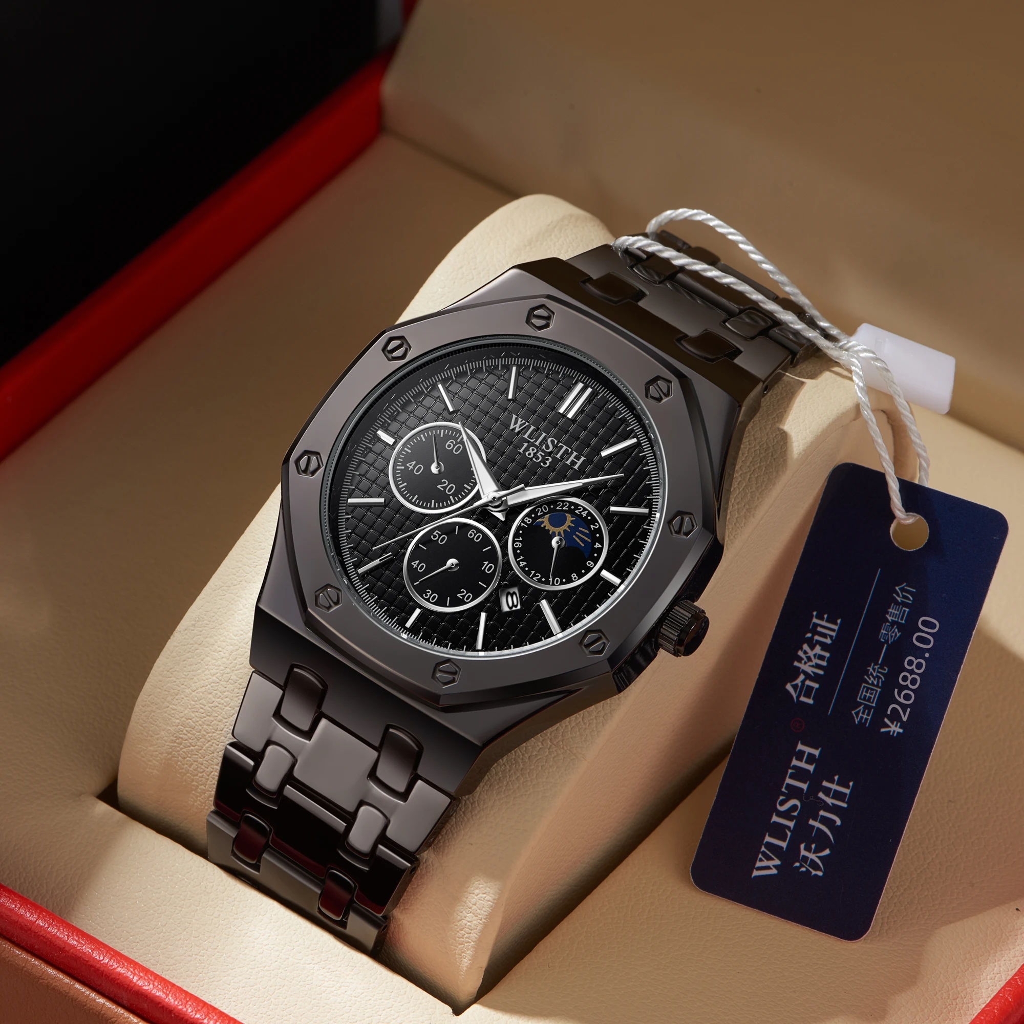 ساعات فاخرة للرجال كرونوغراف من الفولاذ المقاوم للصدأ كوارتز ساعات يد رياضية مقاومة للماء ساعة رجالية للزوجين