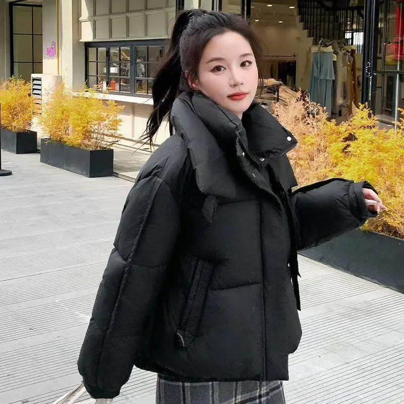 2025New Unten Baumwolle gefütterte Abgeschnitten Mantel Frauen Parkas Winter Mantel Koreanische Lose Thicke Puffer Baumwolle Jacke Student Warme oberbekleidung