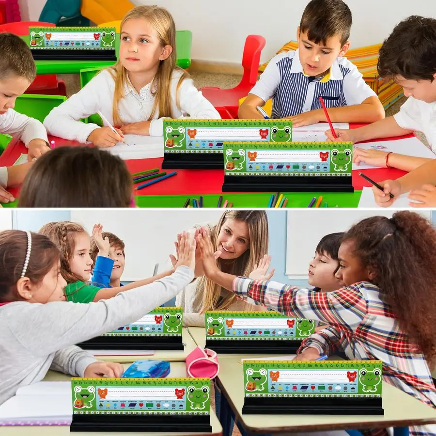 Porta targhette da 24 pezzi per scrivania Porta targhetta autoadesiva e rimovibile con portapenne Display targhetta con nome in plastica nera