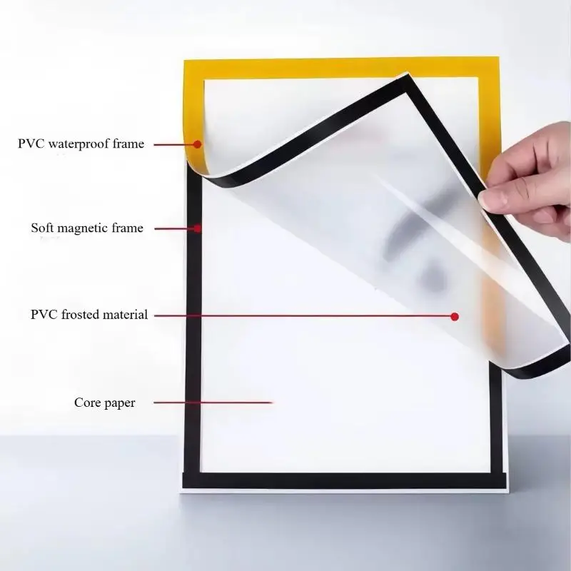 Magnetic Wall Frame, Self-Adhesive & Removable For Photos Notes, Black Gold Matte Minimalist Home Office Decor