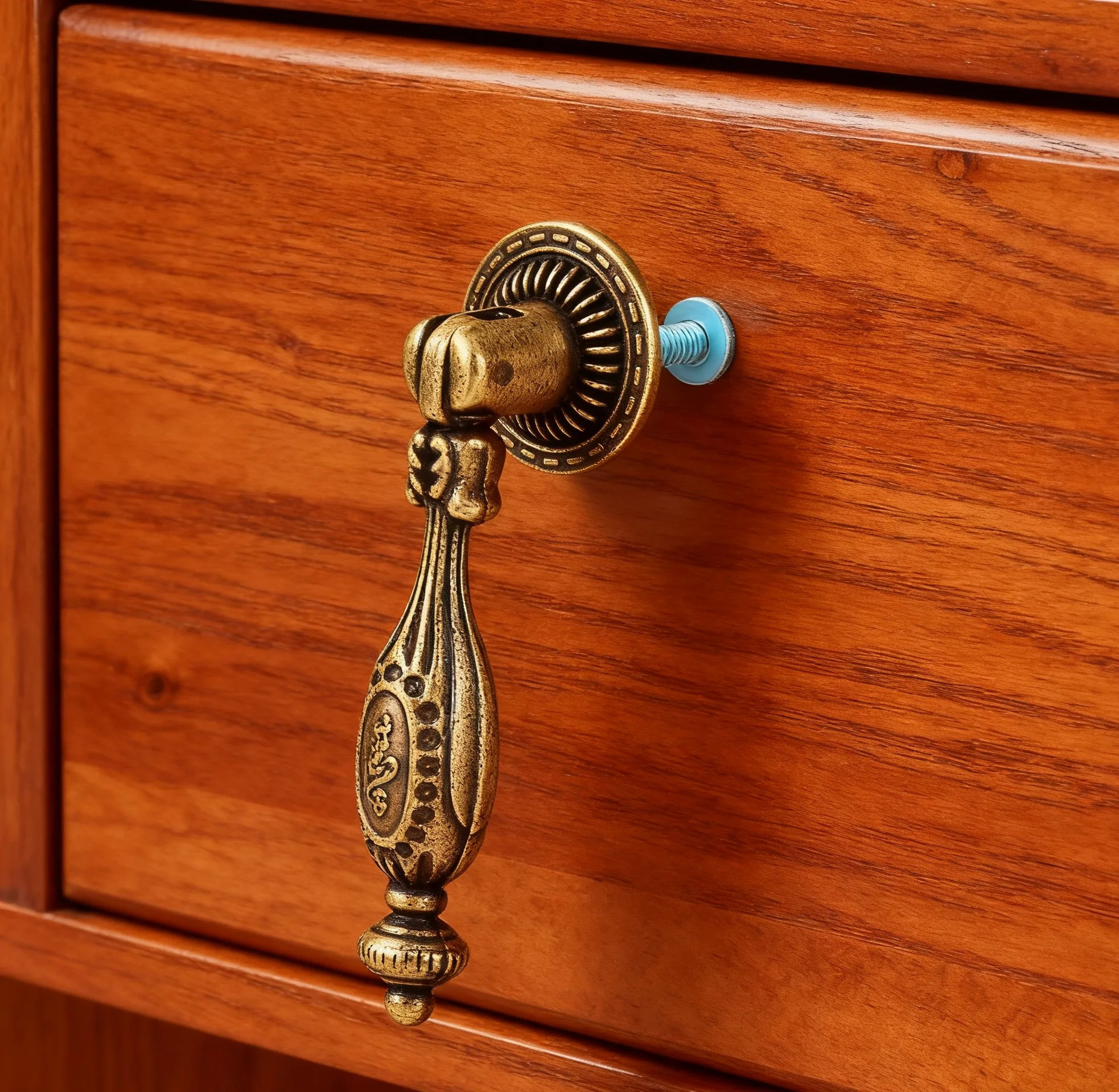 4pcs Retro Pendant Pull Handle w/screw Antique Bronze Vintage Relief 77mm/3