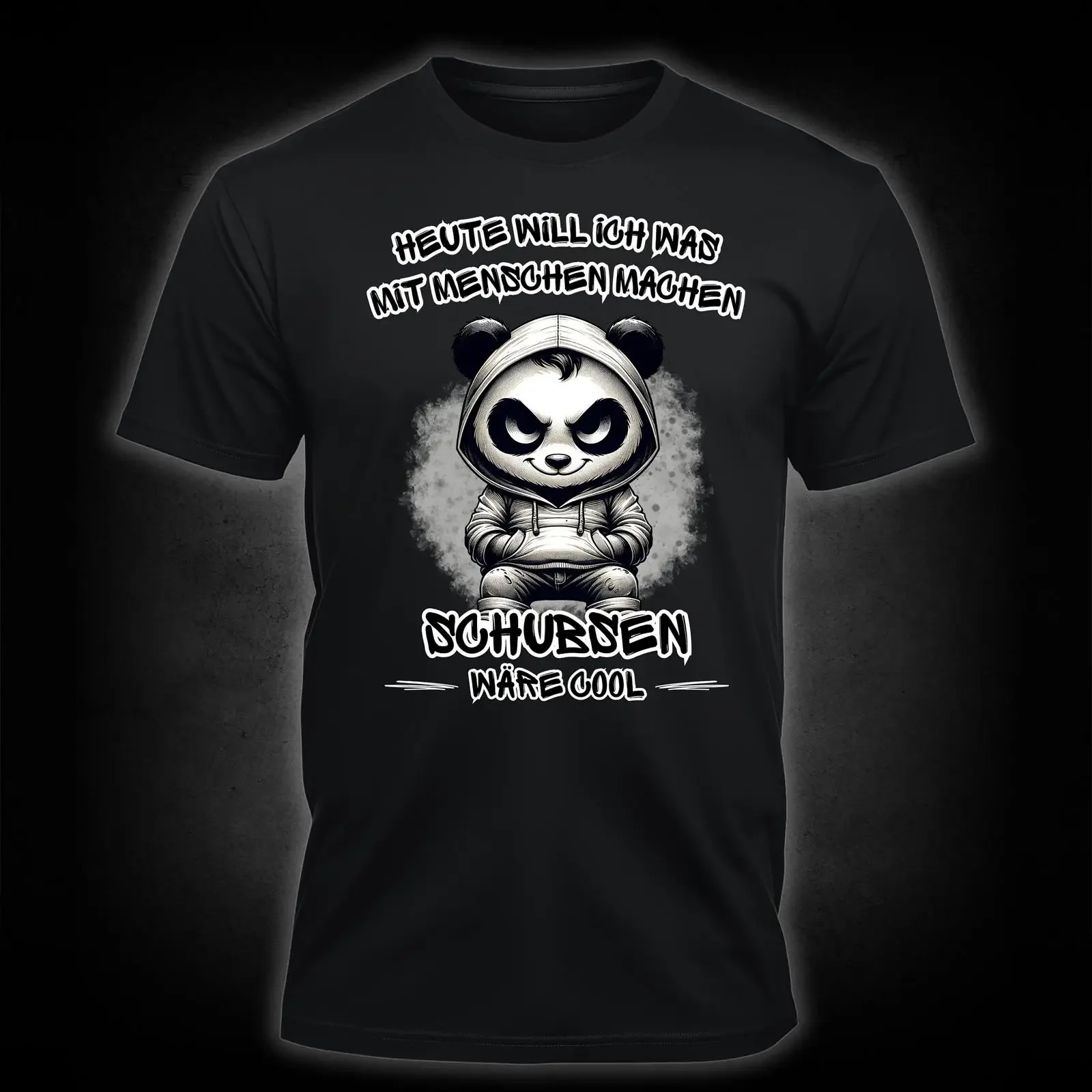 Funny panda T shirt with the slogan Pushing would be cool sarcasm gift vintage Washed Unisex Slightly streetwear Breathable