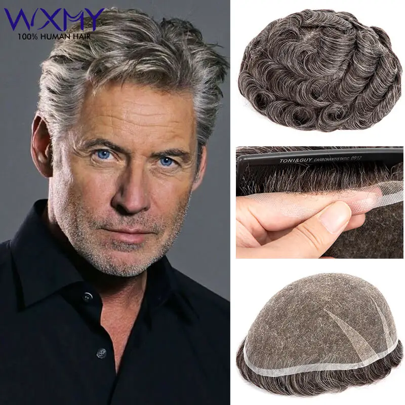 

Ultra Delicate AIR-Lace Male Hair Prosthesis Full Lace Base Toupee Man Wig Breathable Natural Human Hair Men's Wig Systems Unit