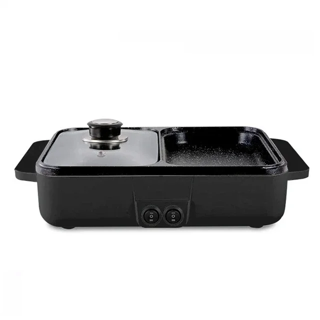 

110V/220V 2 IN 1 Hot Pot Cooker BBQ Grill Multicooker BBQ Grill Non Stick Plate Barbecue Pan Hot Pot 1200W