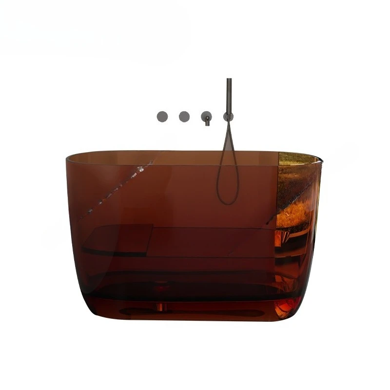 

Crystal color transparent deep bathtub, household small seated deep soaking tub