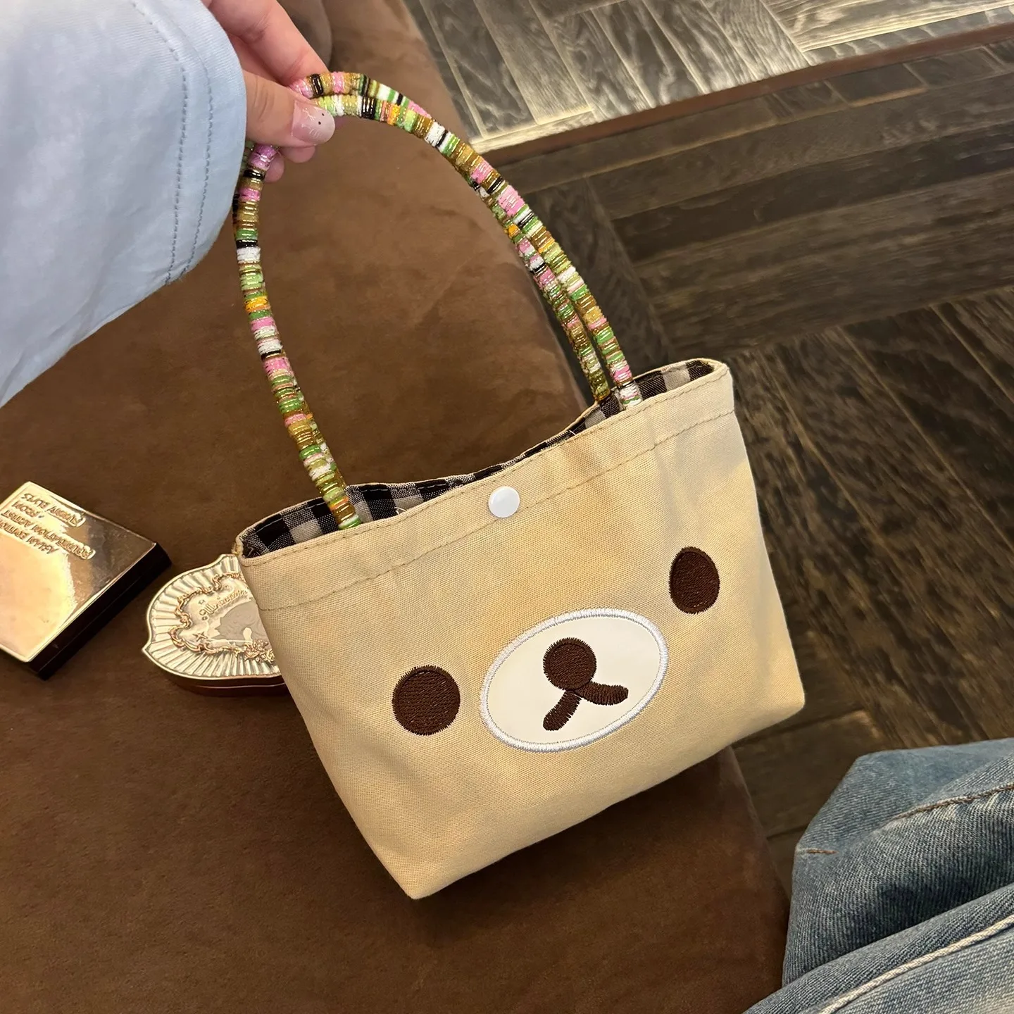 Kawaii Rilakkuma Handbag Shoulder Bag Cute Cartoon Large Capacity Student Storage Anime Tote Bag Girls Christmas Gifts Toys