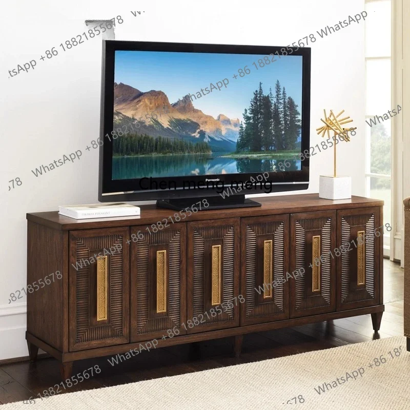 

American imported oak TV cabinet is simple and modern dark brown, and the living room is environmentally friendly.
