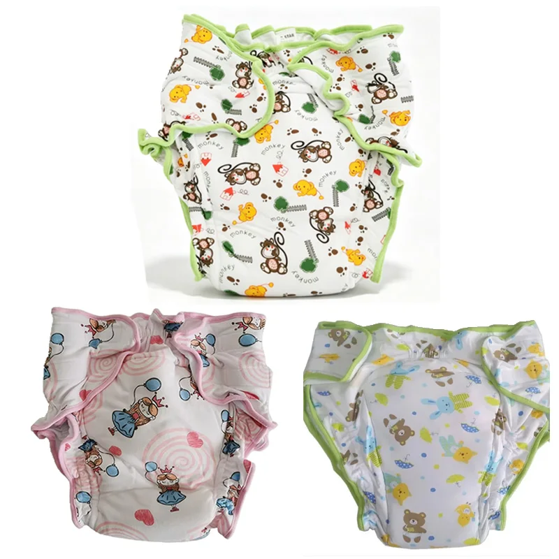 

Reusable ABDL Adult Diapers Briefs Cartoon Pattern With Inside Padding Cotton Training Pant Washable Nappies Panties Study Pants