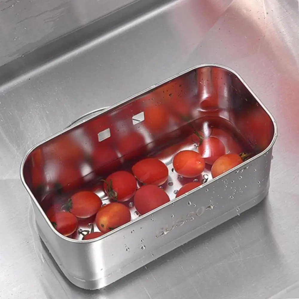 

304 Stainless Steel Sink Hanging Strainer Basket Square Compact Kitchen Garbage Filter Quickly Drain Multifunctional