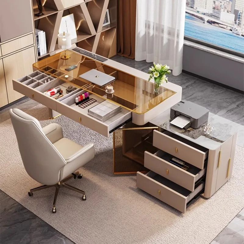 With Drawers Storage Executive Desk Shelves Strong Modern Luxury Office Desks Computer Desktop Mesa De Escritorio Home Office