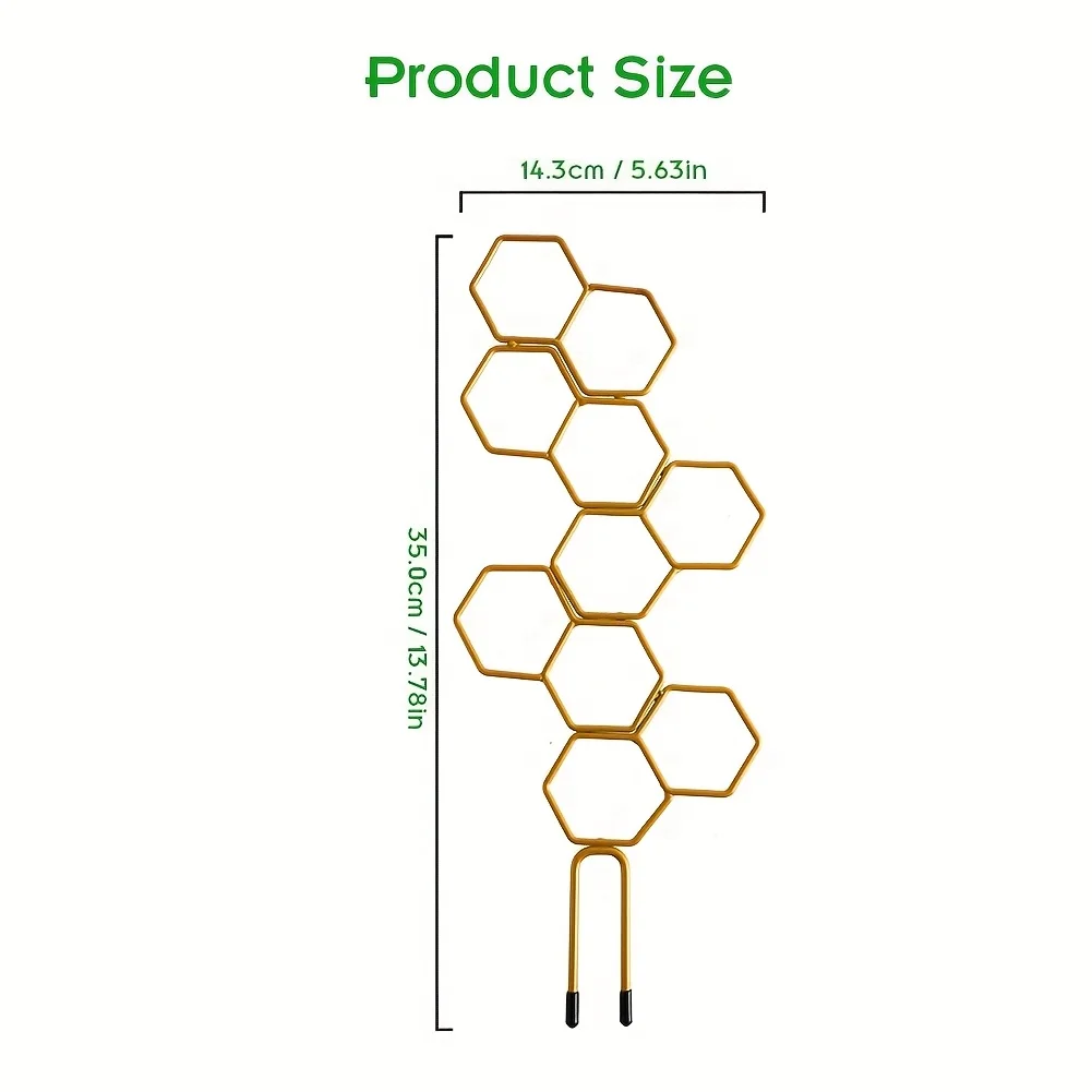 A Set of 2 Pieces, Size 38.0cm X 15.01cm Cm, Designed as a Honeycomb-Shaped Climbing Plant Support Frame. Made from Rust-Resistant Plastic Rods, It Is Perfect for Potted Vines and Flowers.