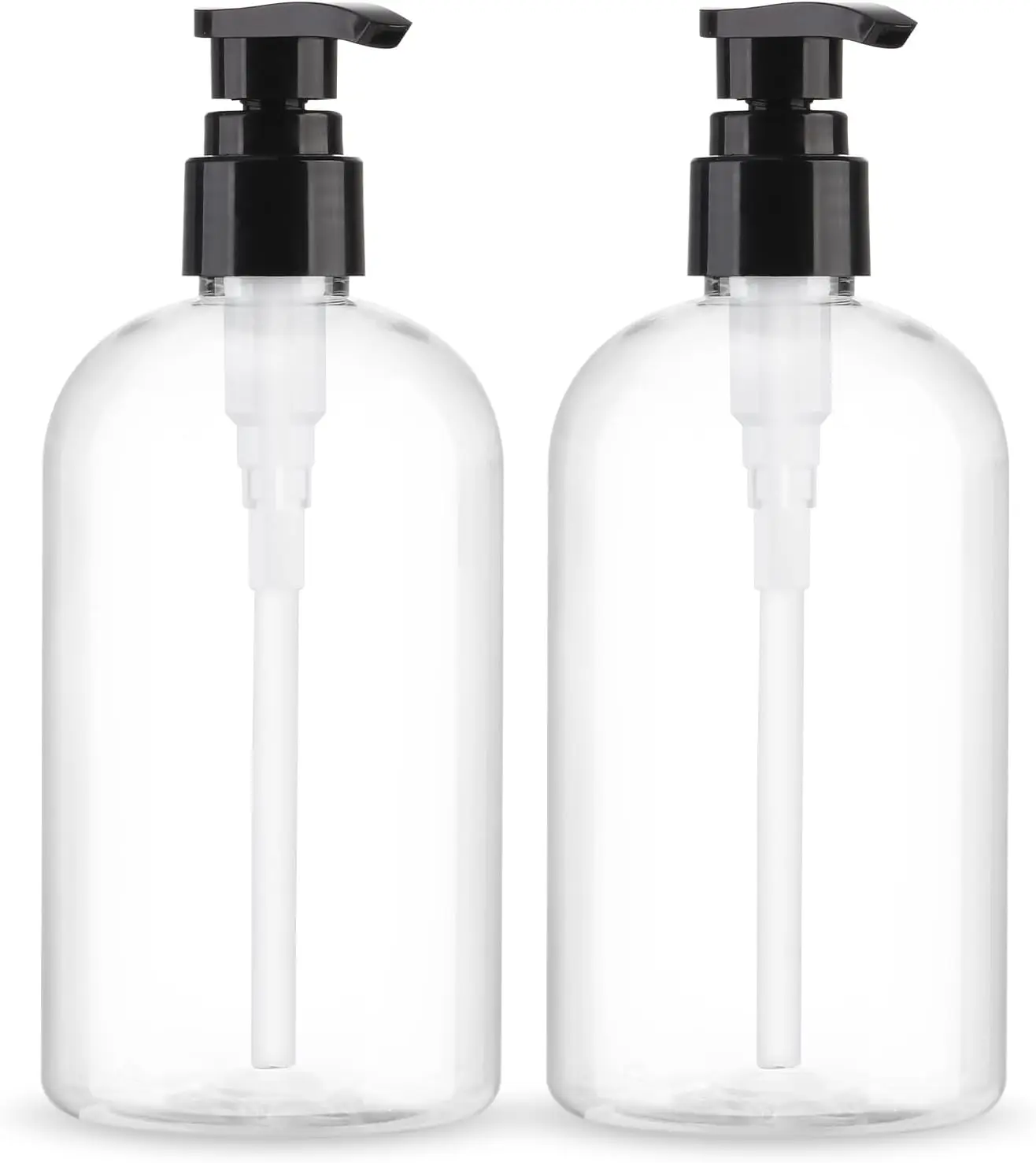 

2-Pack 300ml Clear PET Plastic Pump Bottles, Refillable & Leakproof for Shampoo, Lotion, Soap