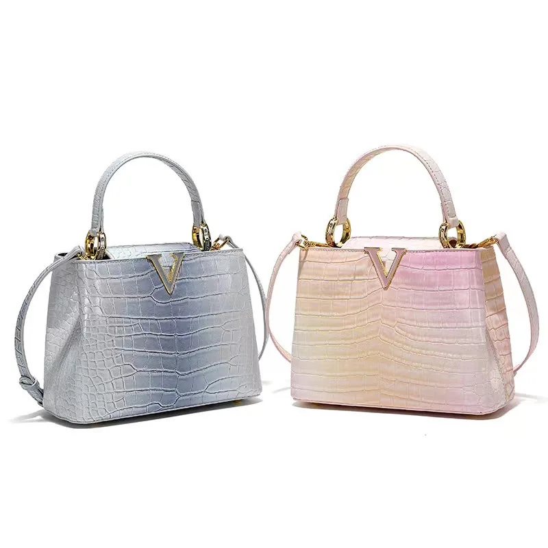 Gradient Crocodile Pattern Handbags Women Bags Luxury Designer High Quality Shoulder Bag for Ladies Large Capacity Crossbody Bag