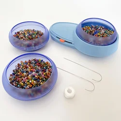 Electric Bead Spinner Kit Loader with Needles Adjustable Speed Quickly Spin Beading Bowl for Bracelets Waist Bead Seed Bead Tool