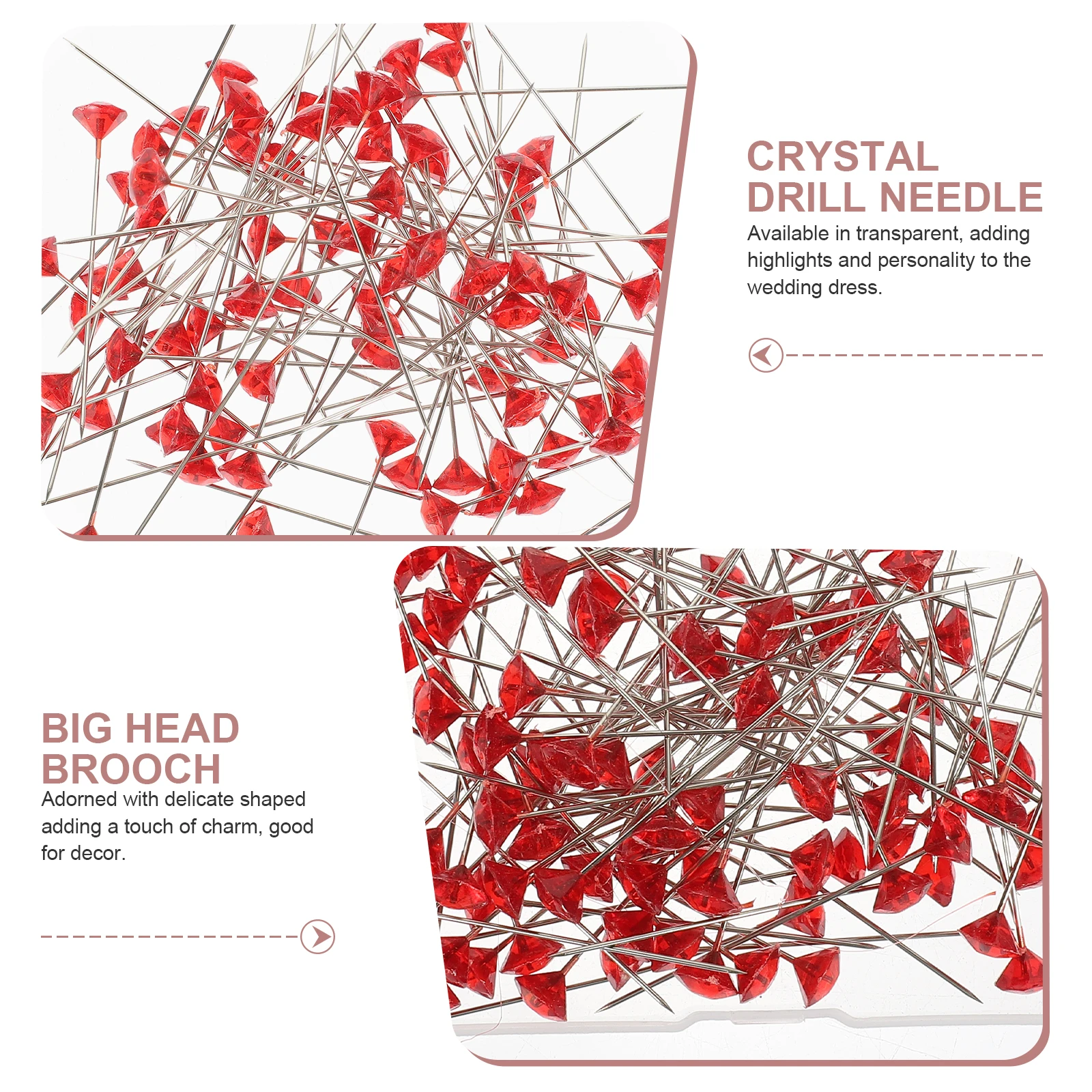 

100Pcs Crystal Diamond Pins Acrylic Wedding Flower Design Straight Pins DIY Corsage Bouquet Accessories Sewing Craft Decoration