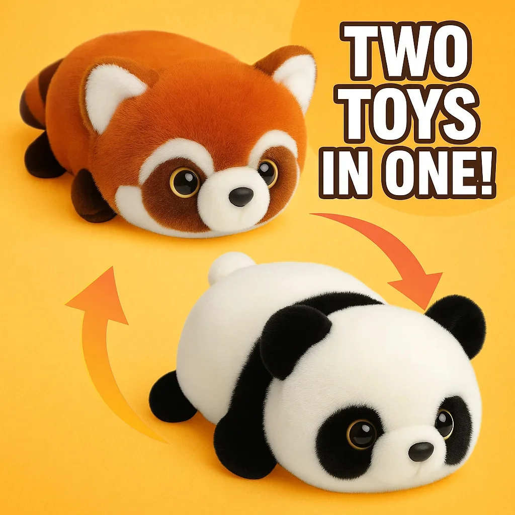 Fluffly Capybara Lesser Panda Reversible Panda Plush Doll Soft Stuffed Creative Toys Animal Pillow Decor For Girls Gifts