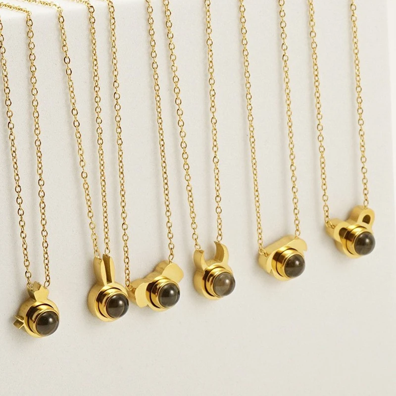 

10Pcs Fashion Personalized Stainless Steel The Twelve Chinese Zodiac Signs Pendant 100 Languages I Love You Necklace for Women