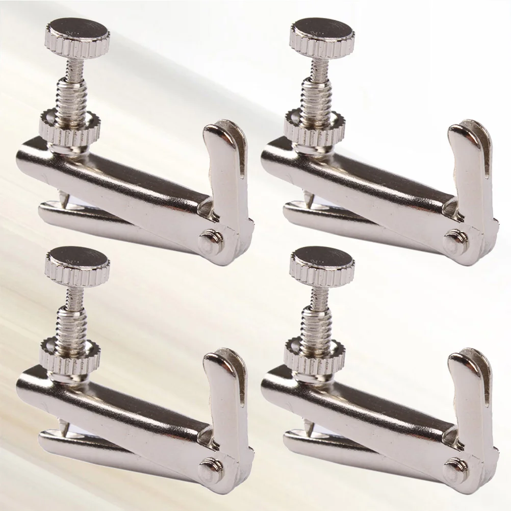 4pcs Violin String Adjuster Fine Tuning String Fine Adjuster Tuners for Violin Size L (Silver) Violin Fine Tuner