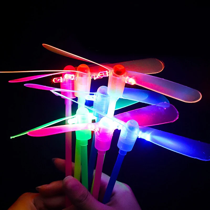 10PCS Novelty Plastic Bamboo Dragonfly Propeller Luminous Toys Kids Outdoor Toy Tradition Classic Nostalgic Toys Flying Arrows