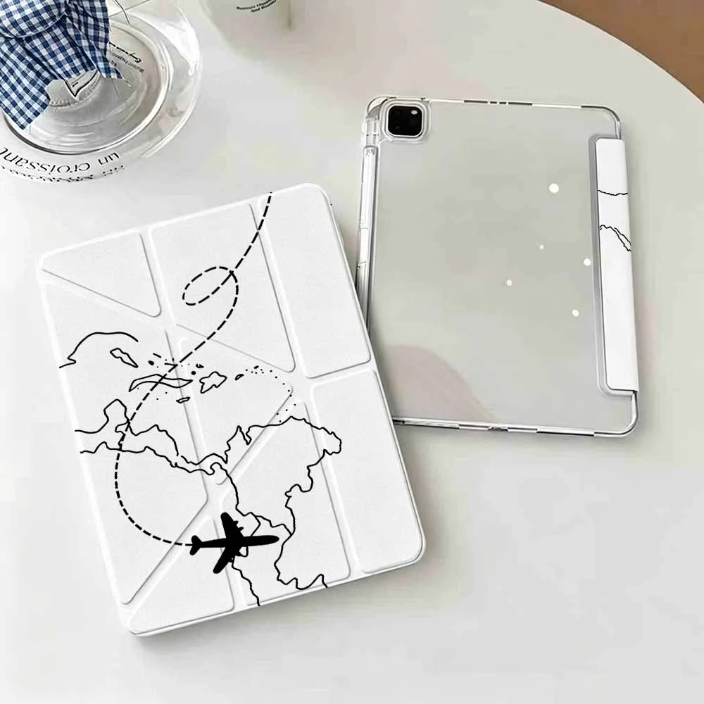 Hot Flight Route Map For IPad Mini Air Pro 13 12.9 11 10.9 10.5 10.2 9.7 8.3 7.9 inch 5 6 7 8 th Pen Slot Tablet Case