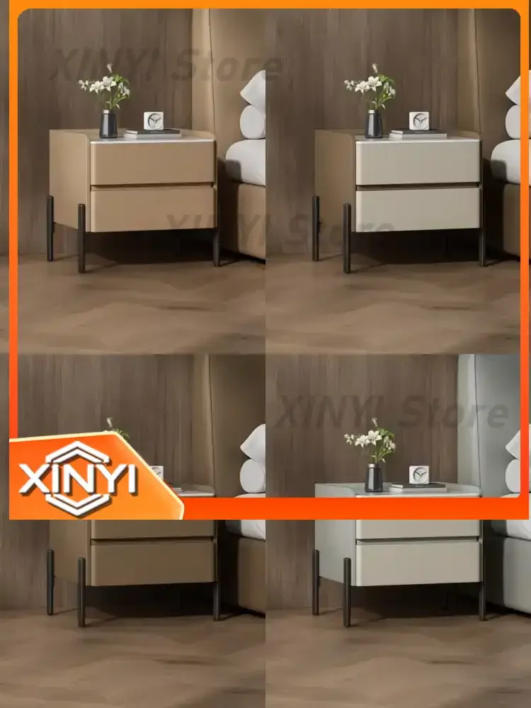 Luxury Italian Bedside Table Lamp for Modern Bedroom Home High-End Leather Rock Slab Nightstand Light for Small Apartment