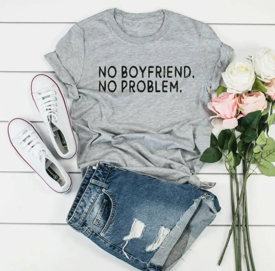 No Boyfriend  Problem T-shirt Valentines Shirt Women Funny Singles s Galentine's Day Tshirts Vintage T 