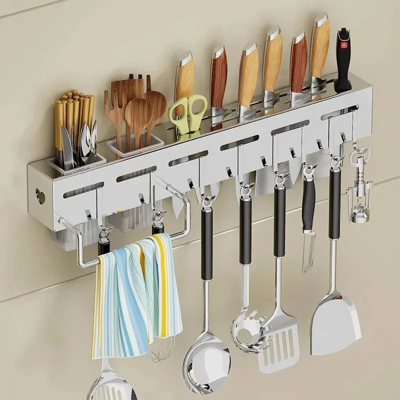 Kitchen wall mounted knife holder storage rack vegetable knife holder cutting tool holder chopstick holder integrated storage