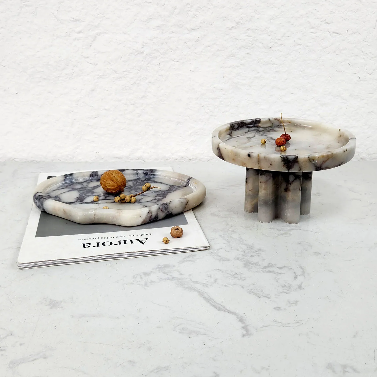 Simple Light Luxury Custom Processing Natural Marble Home Fruit Snack Storage Bowl Storage Basin Tray Decorative Ornament