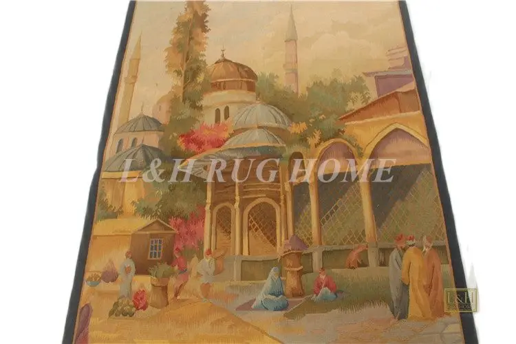 Free shipping 5'X3.2' Aubusson Tapestry, Aubusson woolen tapestry, hand woven tapestry, religious theme