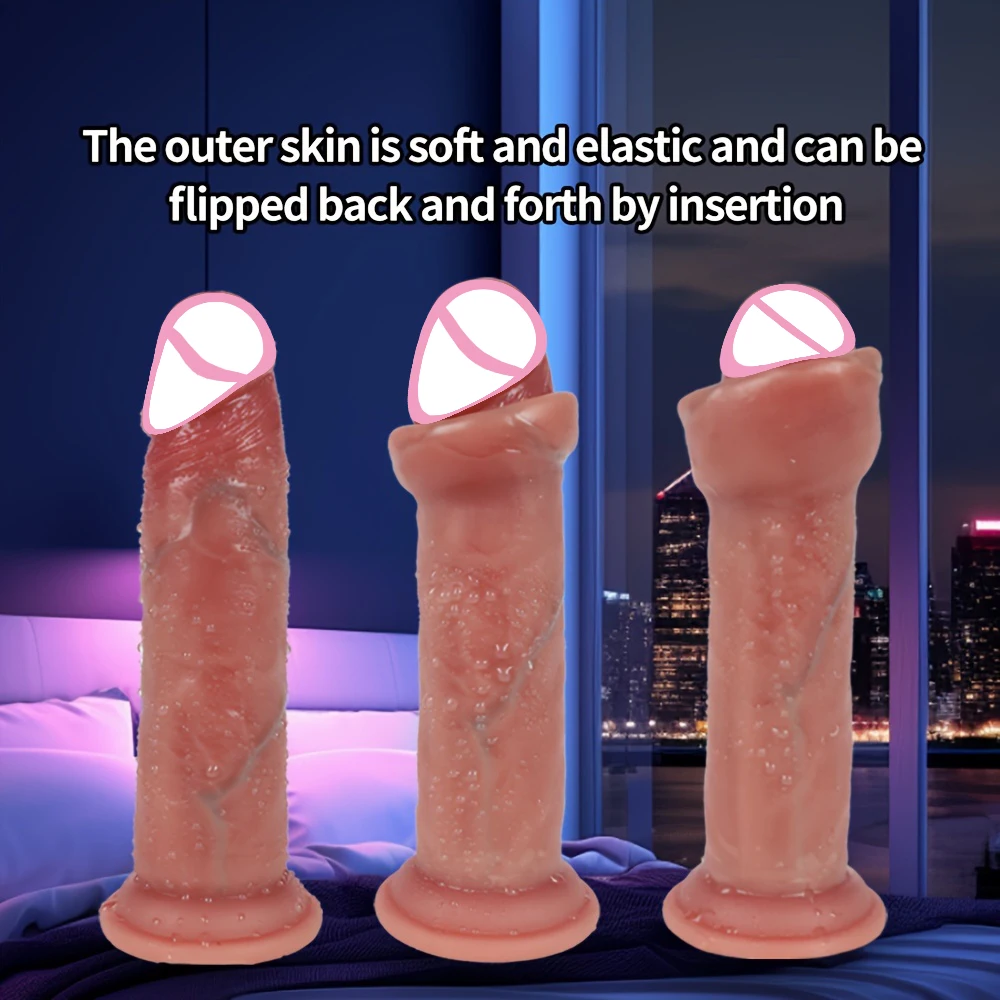

Strap On Realistic Dildos for Women Lesbian Realistic Skin Sliding Foreskin Testicles Dildo Anal Big Dick Adult Sex Toys Penis