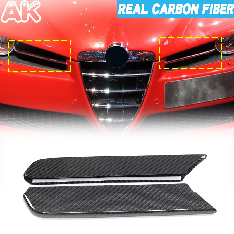 For Alfa Romeo 159 Brera Spider 939 2004-2023 Real Carbon Fiber Car Front Headlight Grille Panel Cover Trim Car Accessories 2PCS