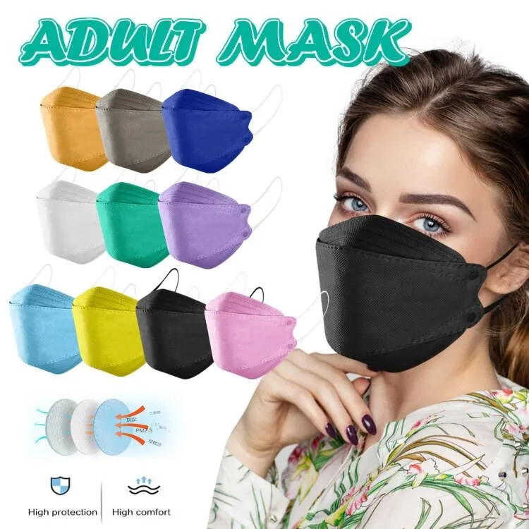 50PC Maschera per adulti all'aperto Prevenzione delle gocce e della foschia Maschera per il viso non tessuta per pesci Maschera protettiva per il viso antipolvere per esterni usa e getta