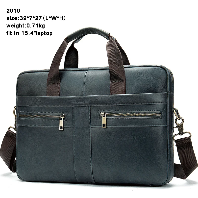 Genuine Leather Men's Bag Briefcase Male Business Messenger Bag Men Shoulder Crossbody Bag For 15.6"Laptop A4 Document