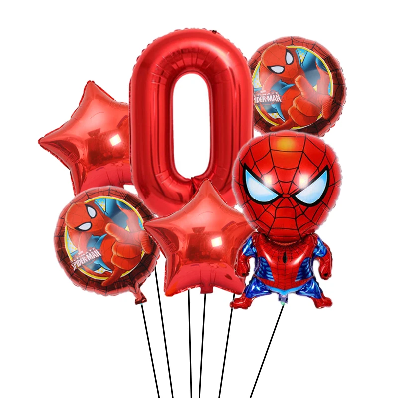 6pcs Marvel SpiderMan The Hulk Iron Man Foil Balloon Baby Shower Decoration Children\'s Birthday Superhero Theme Party Toy Ball