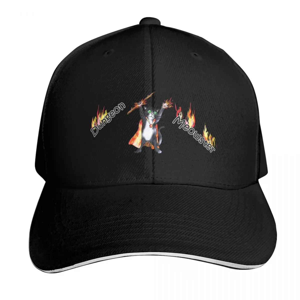 Dungeon meowster black cat sorcerer Baseball Cap Vintage Retro Embroidered Lightweight Packable Gift for Him Her