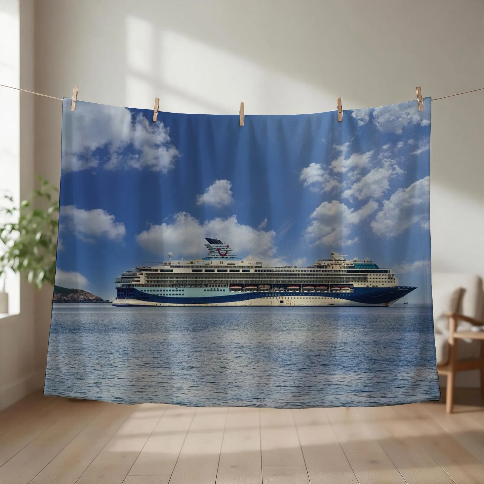 Marella Explorer Anchored At Thatcher Rock Throw Blanket Moving Furry Large Luxury Thicken Blankets