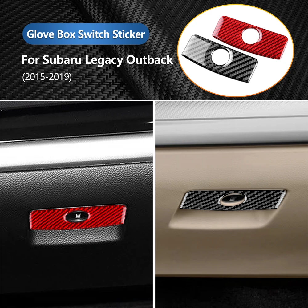 

Real Carbon Fiber Glove Box Switch Trim For Subaru Legacy Outback 2015-2019 Passenger Side Button Cover Frame Glossy Black Red