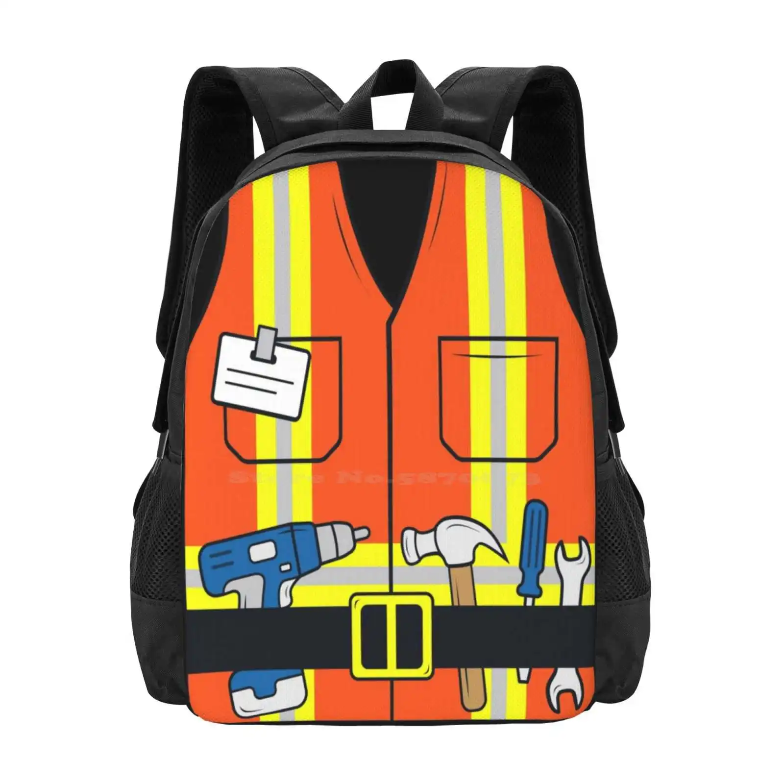 Construction Worker Safety Vest Kids Costume Print Hot Sale Schoolbag Backpack Fashion Bags Worker Costume Construction Costume