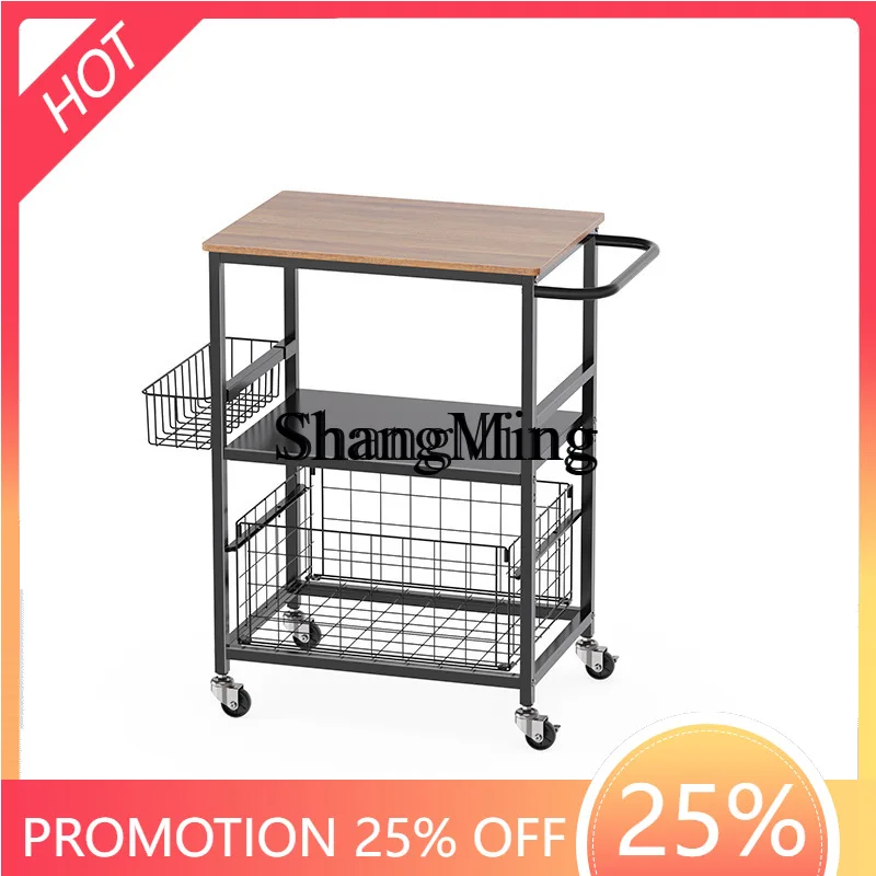 CL  iron solid wood retro wheeled trolley hotel restaurant wine cart rack