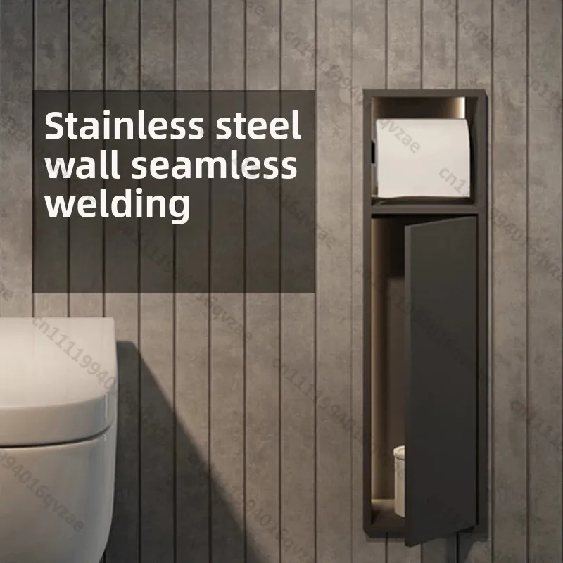 Rust Steel Niche Concealed Embedded Toilet Brush Bathroom Hotel Rack