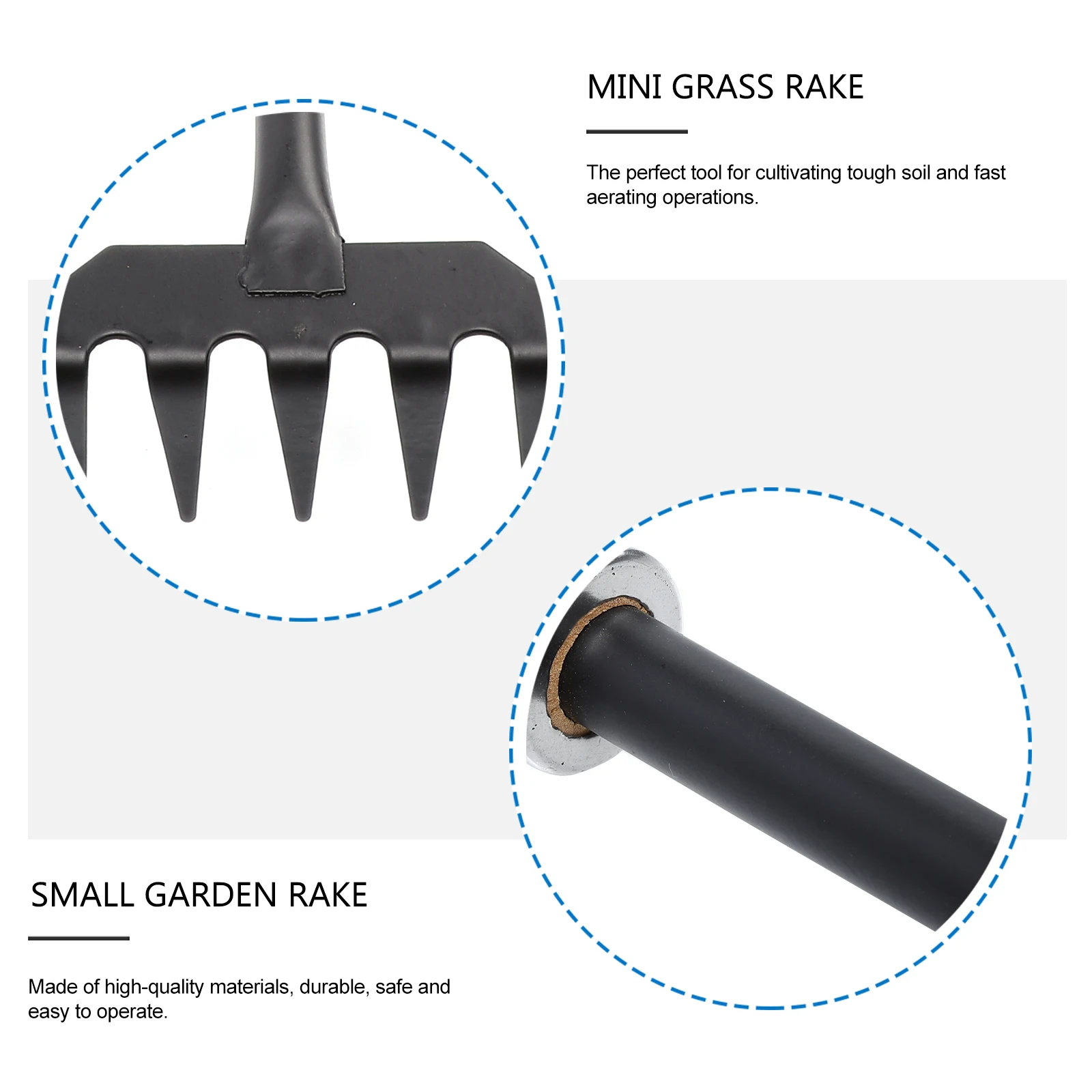 

Garden Rake Hand Held Small Tools Portable Grass Wood Dethatcher Short Child Mini Rake Cultivating Tough Soil Aerating