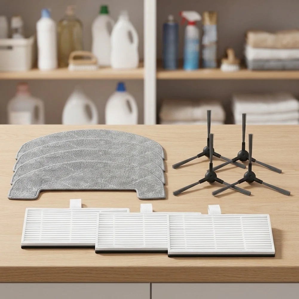 For Midea VCR11 Series Robot Vacuum Cleaner Spare Parts Bundle Containing Side Brushes Filter Paper and Microfiber Mop Cloths